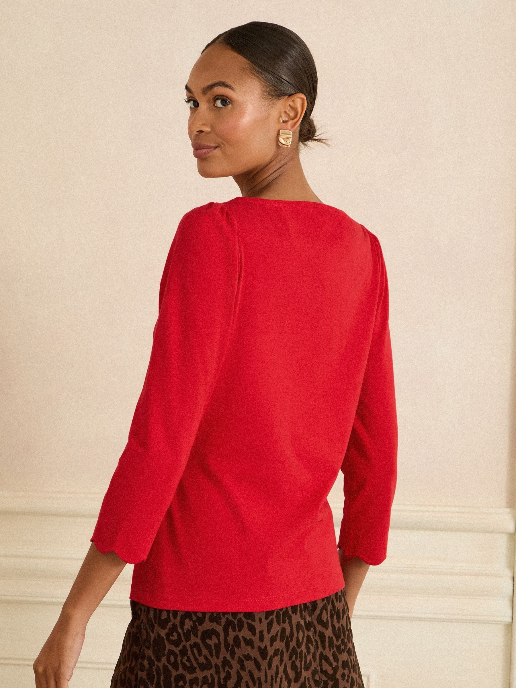 Next：日本 レッド スカラップ - Love & Roses 七分袖 ジャージー