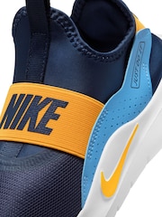 Nike Navy Blue and Yellow Youth Flex Runner 4 Trainers - Image 10 of 11