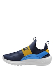 Nike Navy Blue and Yellow Youth Flex Runner 4 Trainers - Image 2 of 11