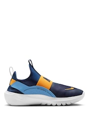 Nike Navy Blue and Yellow Youth Flex Runner 4 Trainers - Image 3 of 11