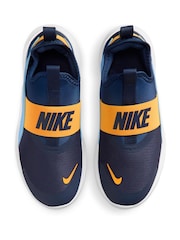 Nike Navy Blue and Yellow Youth Flex Runner 4 Trainers - Image 6 of 11
