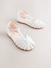 أبيض - صندل Fisherman بتصميم مضفر - Image 1 of 5