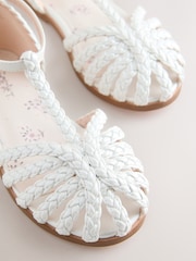 أبيض - صندل Fisherman بتصميم مضفر - Image 4 of 5