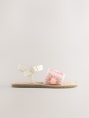 Розовый - Сандалии с вязаной отделкой - Изображение 2 5
