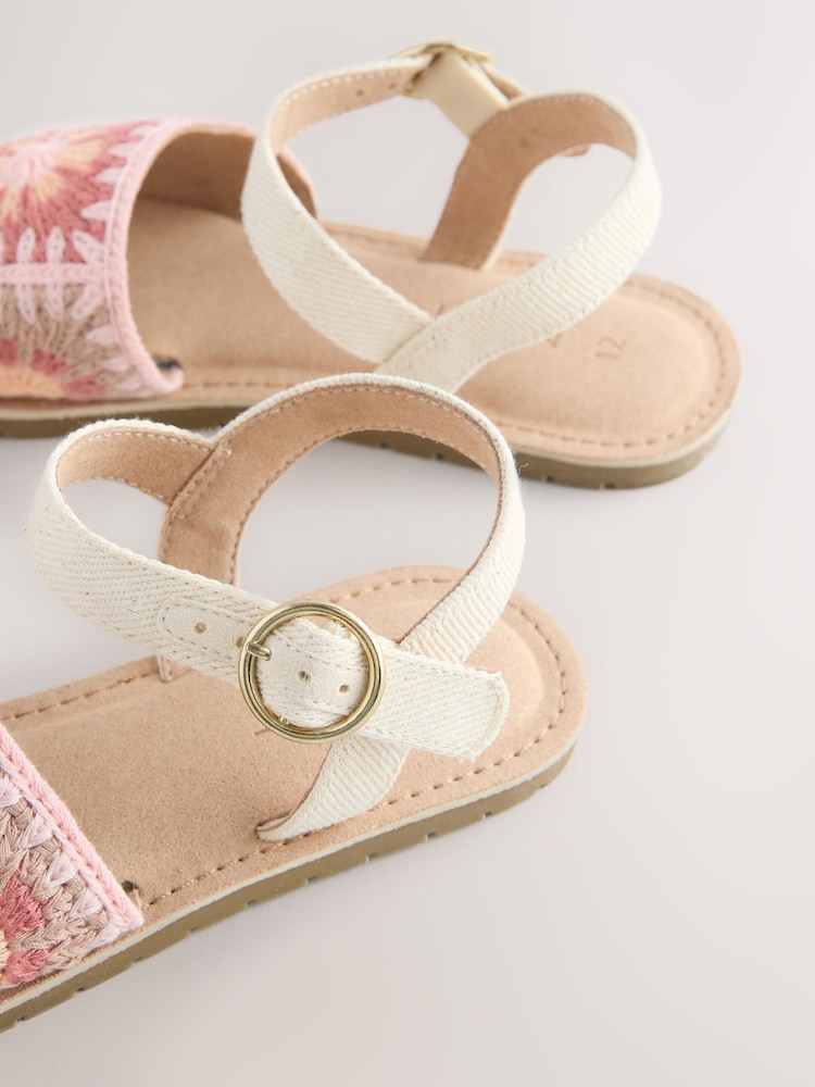 Розовый - Сандалии с вязаной отделкой - Изображение 5 5 Розовый - Сандалии с вязаной отделкой - Изображение 5 5