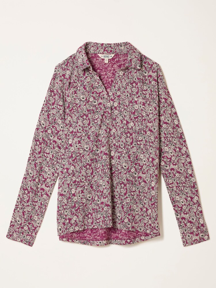 FatFace Paige Plum Purple 2 Tone Floral Jersey Shirt - Image 5 of 5 FatFace Paige Plum Purple 2 Tone Floral Jersey Shirt - Image 5 of 5