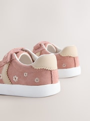 Roz floral - Ghete sport cu scai și șireturi elastice - Imaginea 4 din 5