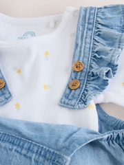 Denim Baby Dungarees and Long Sleeve Bodysuit Set 2 Piece (0mths-3yrs) - Image 6 of 9