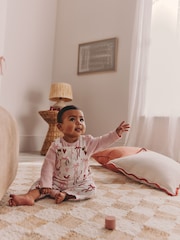 Cream/Pink Bows Baby Dungarees and Bodysuit Set 2 Piece (0mths-3yrs) - Image 1 of 4