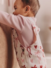 Cream/Pink Bows Baby Dungarees and Bodysuit Set 2 Piece (0mths-3yrs) - Image 4 of 4