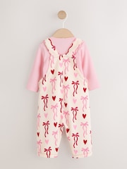Cream/Pink Bows Baby Dungarees and Bodysuit Set 2 Piece (0mths-3yrs) - Image 6 of 11