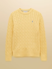 Joules Classic Yellow Cotton Cable Knit Jumper - Image 10 of 10