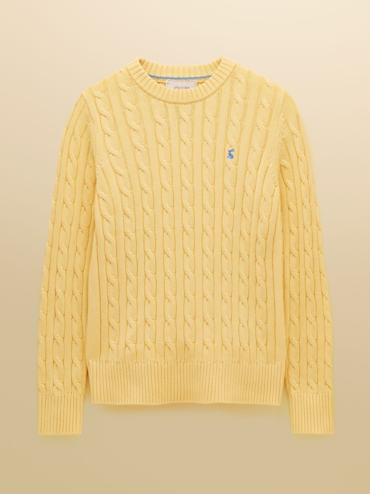 Joules Classic Yellow Cotton Cable Knit Jumper - Image 10 of 10