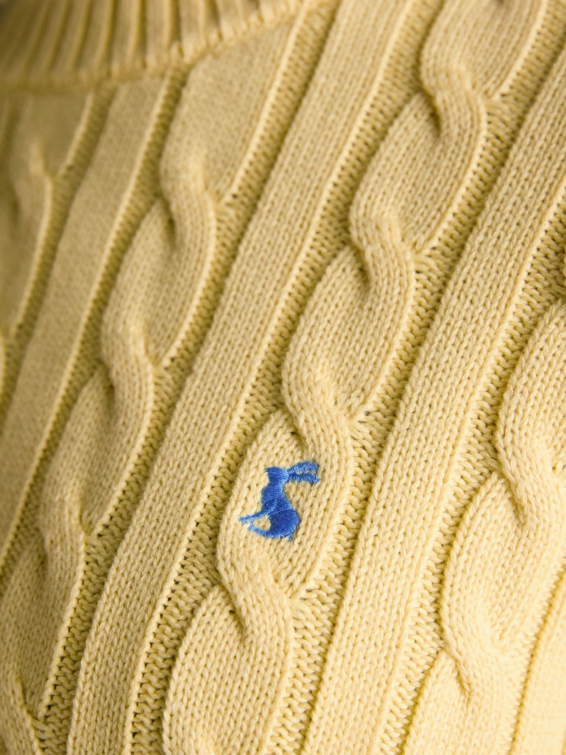 Buy Joules Yellow Classic Crew Neck Cotton Cable Knit Jumper from