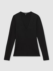 Reiss Black Maeve Atelier Knitted Silk-Blend Top - Image 2 of 5