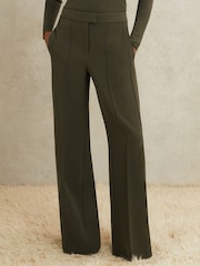 Reiss Khaki Soliel Atelier Crepe Wide-Leg Trousers - Image 4 of 8