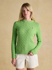 Joules Classic Green Cotton Cable Knit Jumper - Image 1 of 8