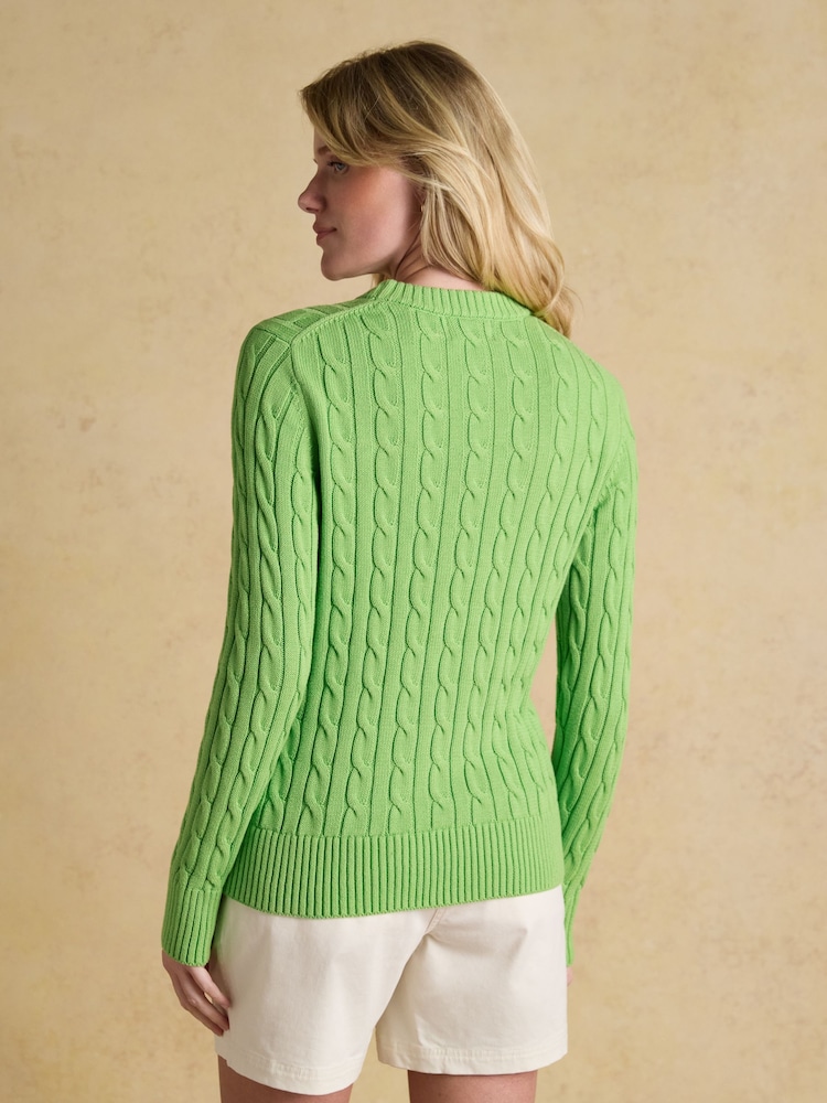 Joules Classic Green Cotton Cable Knit Jumper - Image 2 of 8