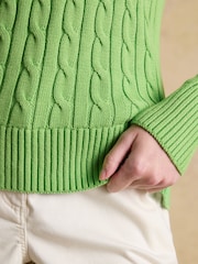 Joules Classic Green Cotton Cable Knit Jumper - Image 7 of 8