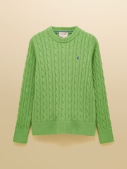 Joules Classic Green Cotton Cable Knit Jumper - Image 8 of 8