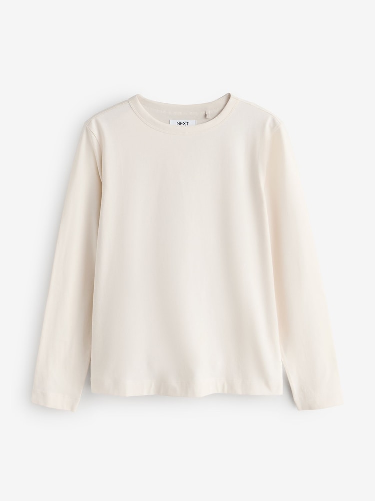 Khaki Green/Ecru Basic Long Sleeve T-Shirts 2 Pack - Image 3 of 3