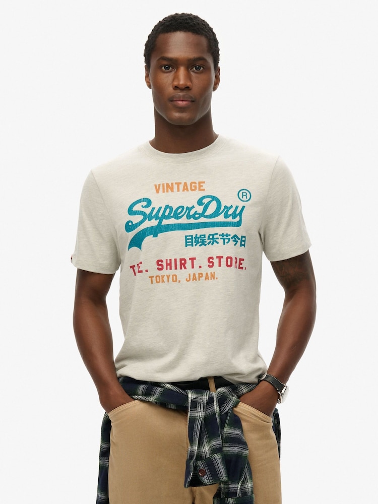 Superdry Cream Vintage Logo Cali T-Shirt - Image 1 of 6