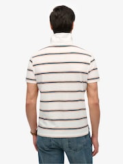 Superdry White Lightweight Stripe Jersey Polo Top - Image 2 of 7