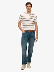 Superdry White Lightweight Stripe Jersey Polo Top - Image 3 of 7