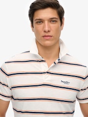 Superdry White Lightweight Stripe Jersey Polo Top - Image 4 of 7