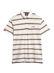 Superdry White Lightweight Stripe Jersey Polo Top - Image 6 of 7