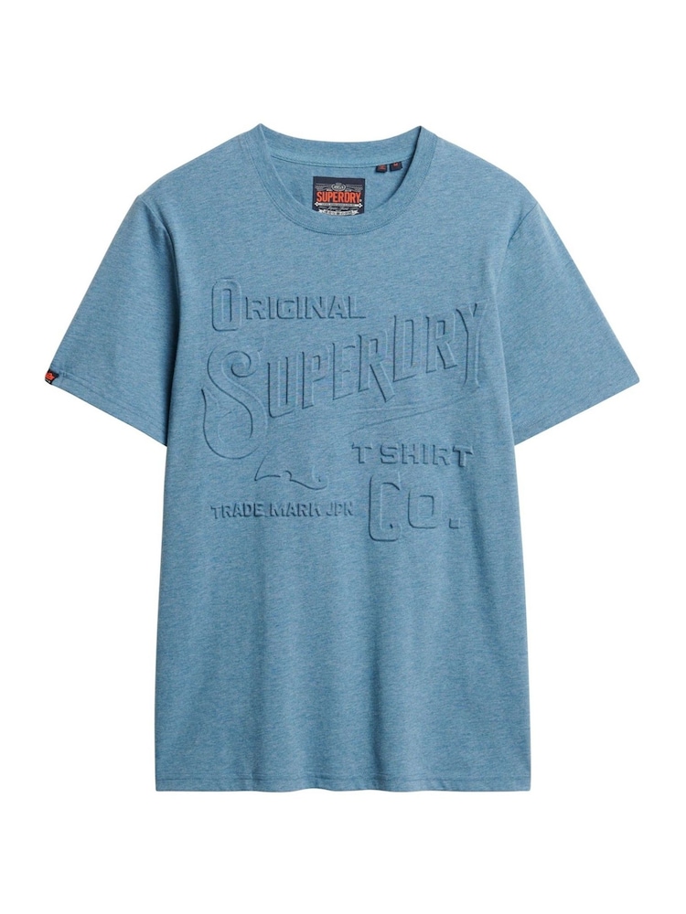 Superdry Blue Workwear Embossed Relaxed T-Shirt - Image 6 of 6 Superdry Blue Workwear Embossed Relaxed T-Shirt - Image 6 of 6