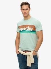 Superdry Green Terrain Logo Stripe Relaxed T-Shirt - Image 1 of 6