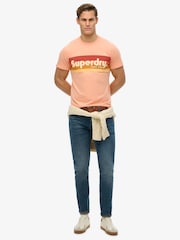 Superdry Pink Terrain Logo Stripe Relaxed T-Shirt - Image 3 of 7