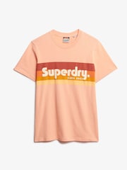 Superdry Pink Terrain Logo Stripe Relaxed T-Shirt - Image 5 of 7