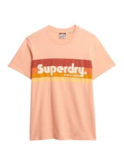 Superdry Pink Terrain Logo Stripe Relaxed T-Shirt - Image 6 of 7