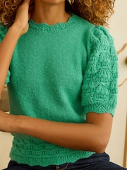 Love & Roses Green Short Sleeve Knitted Jumper - Image 2 of 4
