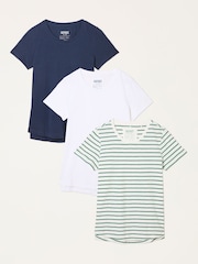 FatFace Natalie Green/Navy/Ivory 3 Pack T Shirt - Image 1 of 8
