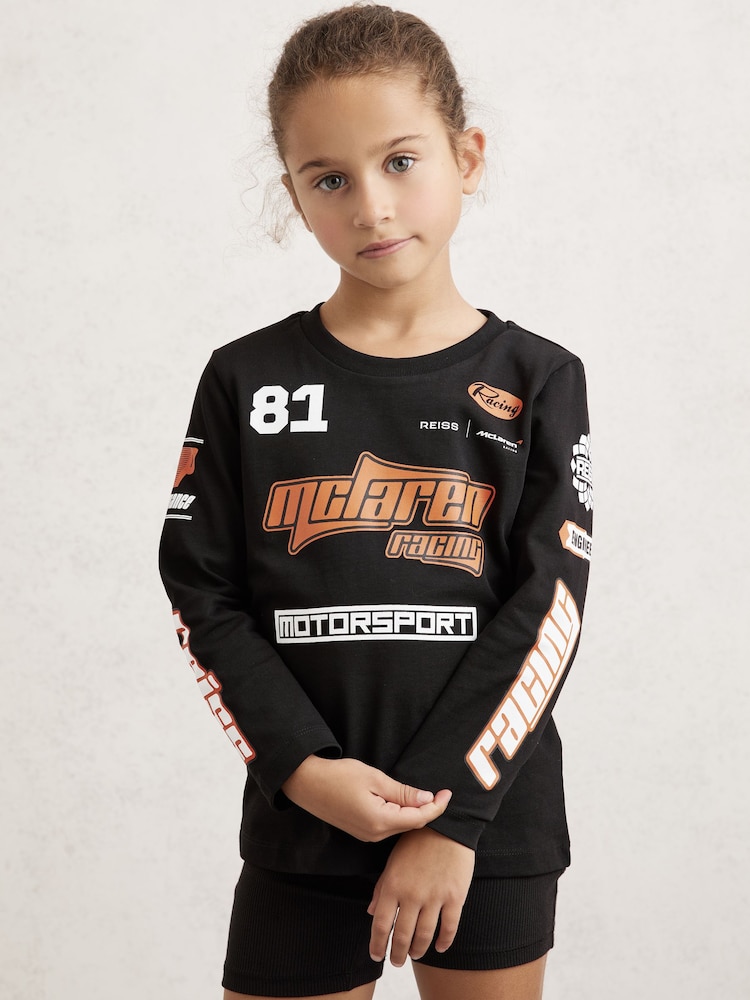 Reiss Black Oval Unisex Fit McLaren F1 Team Cotton Logo T-Shirt - Image 1 of 7