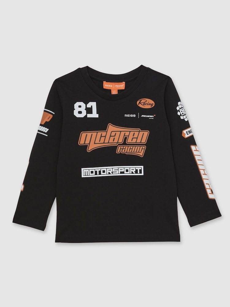Reiss Black Oval 9-13 yrs McLaren F1 Team Cotton Logo T-Shirt Unisex Fit - Image 2 of 7 Reiss Black Oval 9-13 yrs McLaren F1 Team Cotton Logo T-Shirt Unisex Fit - Image 2 of 7