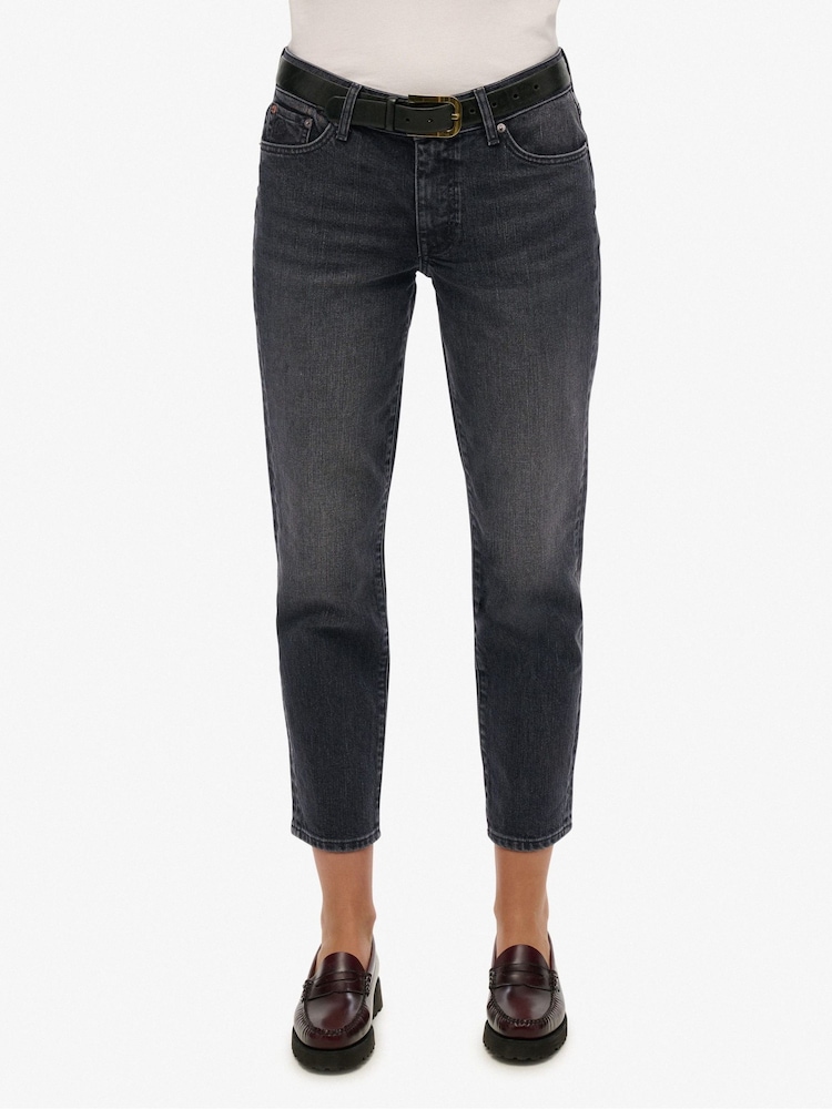 Superdry Black Cotton Mid Rise Slim Jeans - Image 2 of 8