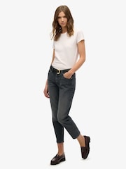 Superdry Black Cotton Mid Rise Slim Jeans - Image 4 of 8