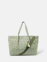 Accessorize Green Geometric Print Weekender Bag - Image 1 of 3
