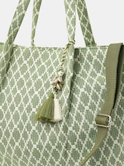 Accessorize Green Geometric Print Weekender Bag - Image 2 of 3
