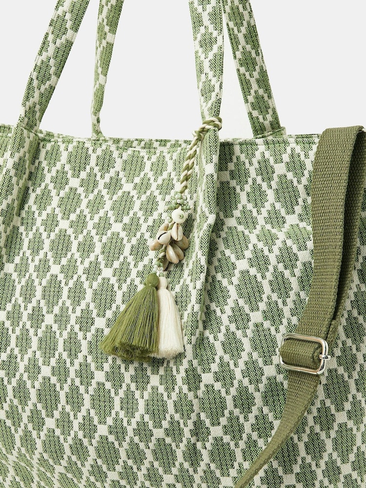 Accessorize Green Geometric Print Weekender Bag - Image 2 of 3