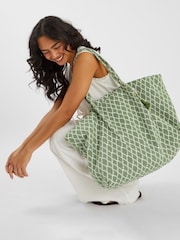 Accessorize Green Geometric Print Weekender Bag - Image 3 of 3
