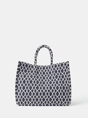 Accessorize Blue Geometric Print Textile Handbag - Image 1 of 3