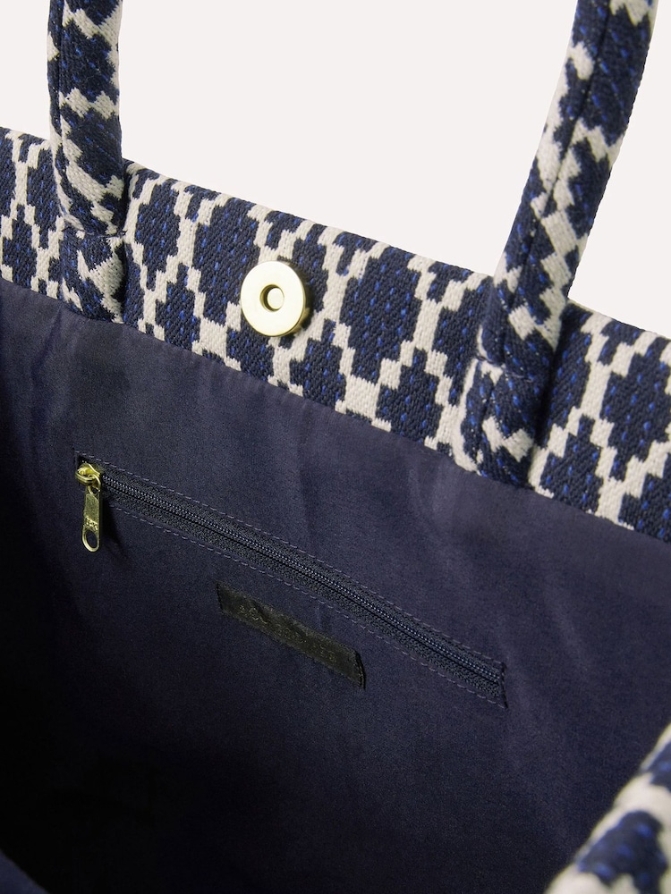 Accessorize Blue Geometric Print Textile Handbag - Image 2 of 3 Accessorize Blue Geometric Print Textile Handbag - Image 2 of 3