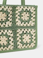 Accessorize Green Crochet Raffia Handbag - Image 2 of 3
