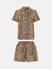 Accessorize Brown Leopard Print Short Pyjamas Set - Image 4 of 4