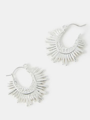 Accessorize Silver Tone Sun Ray Hoop Earrings - Image 1 of 2